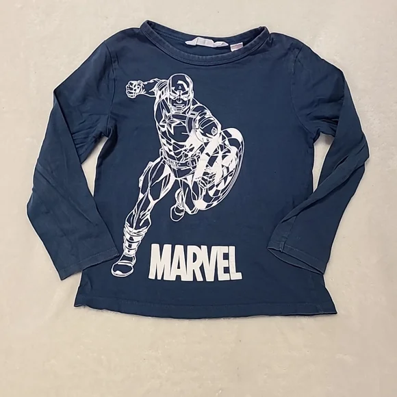 H&M Shirts Tops Hm Boys Marvel Comic Long Sleeve Blue Shirt